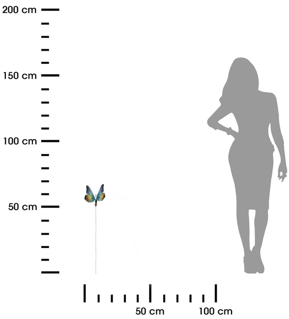 Zapichovacia záhradná dekorácia Butterfly, sada 3ks, 70 cm, kov, viacfarebná
