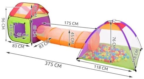 Detský stan + 200 loptičiek Iso Trade - 2881