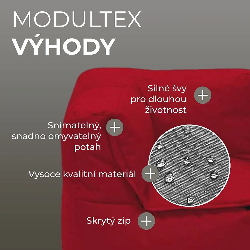 Textilná detská modulová 3-miestna lavica MODULTEX KIDS (červená) bez náplne