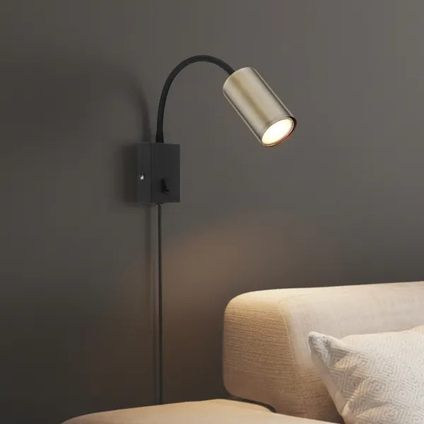 Globo 57911WM - Flexibilná nástenná lampa ROBBY 1xGU10/25W/230V čierna/mosadz