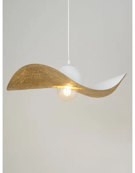Luster na lanku KAPELLO 1xE27/60W/230V pr. 55 cm biela/zlatá