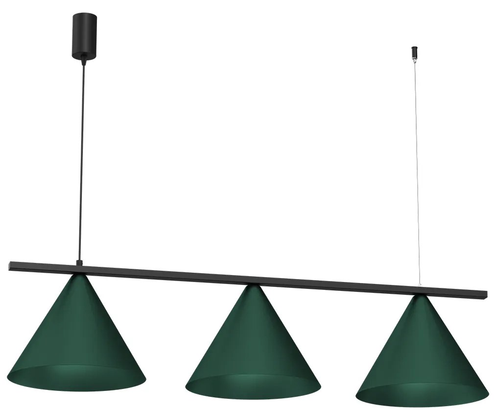 Závesné svietidlo Capital, 3x zelené kovové tienidlo, (fi 30cm), gr