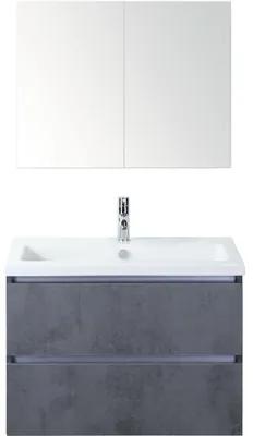 Kúpeľňový nábytkový set Vogue 80 cm s keramickým umývadlom a zrkadlovou skrinkou betón antracitovo sivá