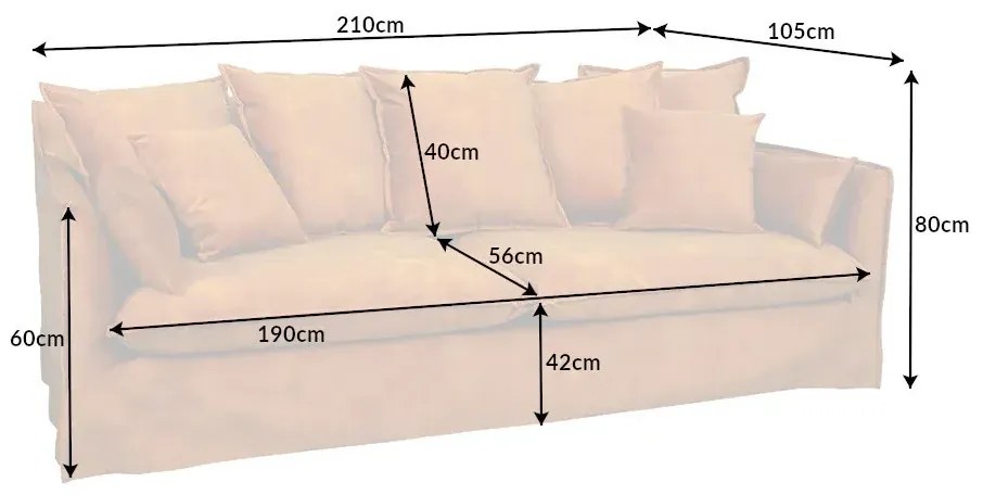 Invicta Interior - Pohovka 3-miestna HEAVEN 210 cm, zamat, odnímateľný poťah, horčicovo žltá