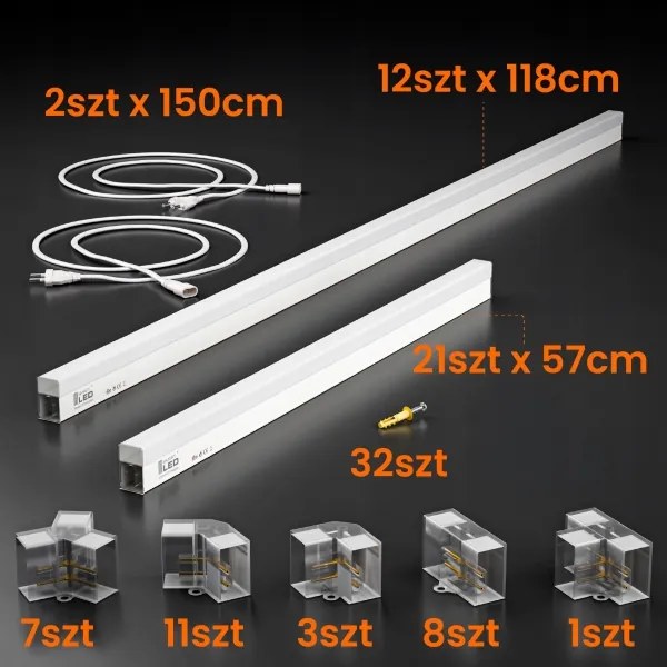 LED stropné svietidlo LED/384W/85-265V 6500K 484x243 cm CRI 90 IP54 biela
