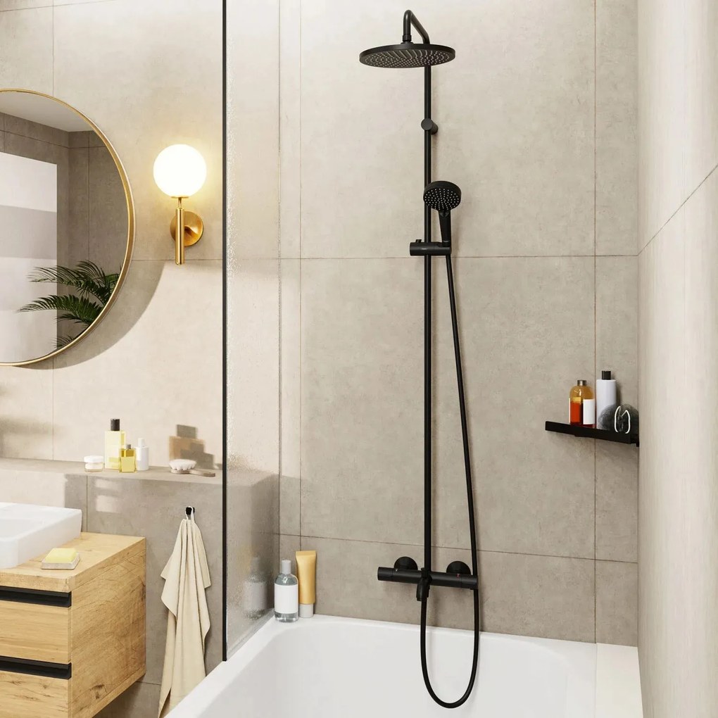 Hansgrohe Vernis Blend, Showerpipe 240 1jet s vaňovým termostatom, čierna matná, HAN-26899670