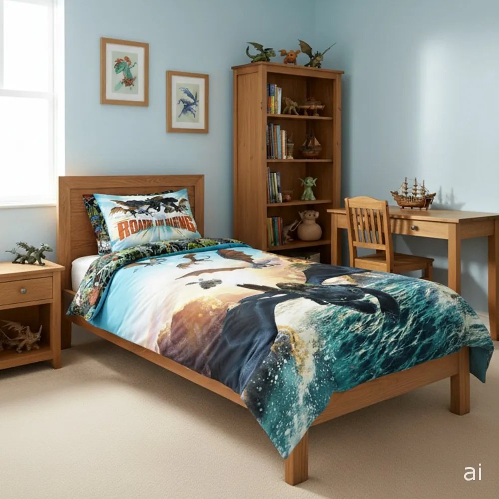 Posteľné obliečky z mikrovlákna Ako si vycvičiť draka - 70 x 90 cm + 140 x 200 cm