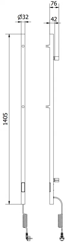Mexen Pino, elektrické vykurovacie teleso s vešiakmi na uteráky 1405x32 mm, 75 W, čierna, W301-1405-032-00-70