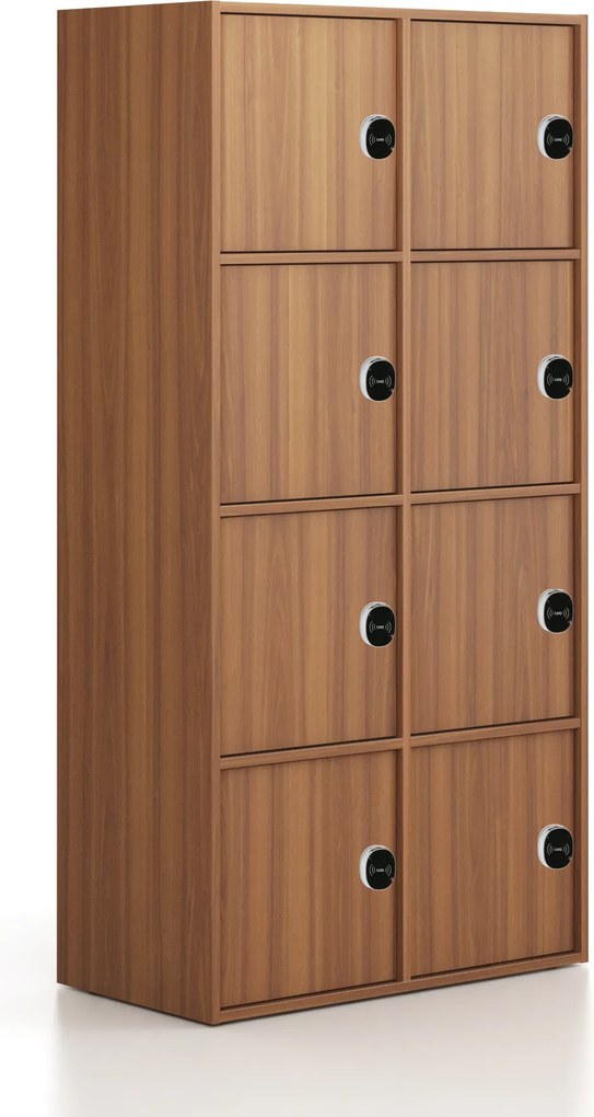 Kancelárska skriňa FRAME, 8x dvere, 872 x 450 x 1735 mm, RFID zámok, orech