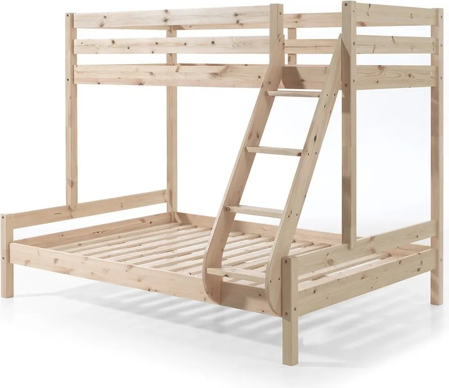 Poschodová detská posteľ z borovicového dreva 140x200/90x200 cm v prírodnej farbe Pino - Vipack