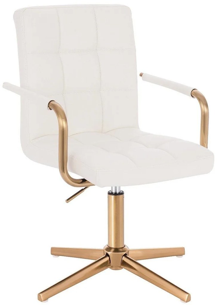 LuxuryForm DESIGN Otočná stolička VERONA GOLD na zlatom kríži - biela