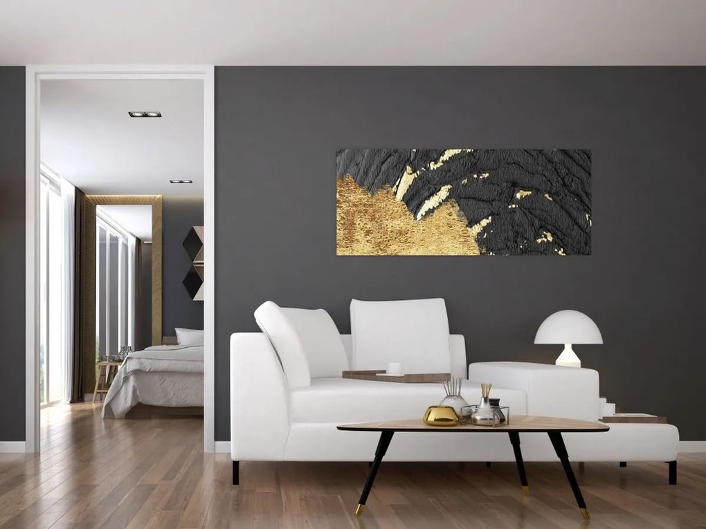 Obraz - Zlatá štruktúra N⁰1 (120x50 cm)