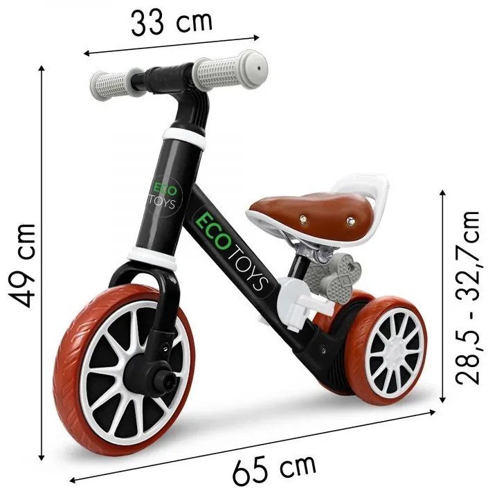 Odrážadlo/bicykel 2v1 Black, Eco Toys