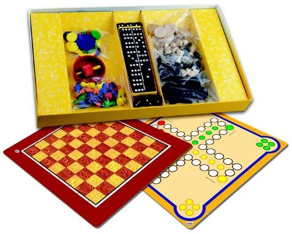 Soubor her 7 společenská hra dřevo v krabici 37x22x4cm