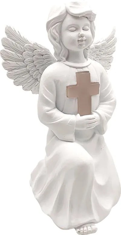 Dekorácia Strend Pro Gecco, anjel, 15x12x22 cm, polyresin, solárna, na hrob, 1 LED, AA