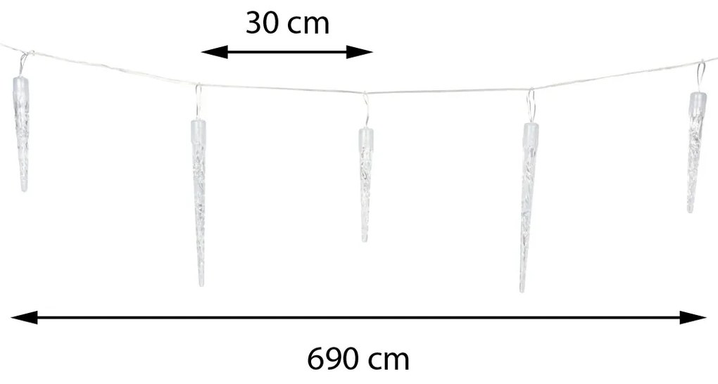 Vianočné svetielka 6,9 m/24 (72 led) teplá biela, 8 režimov svietenia, pamäťová funkcia