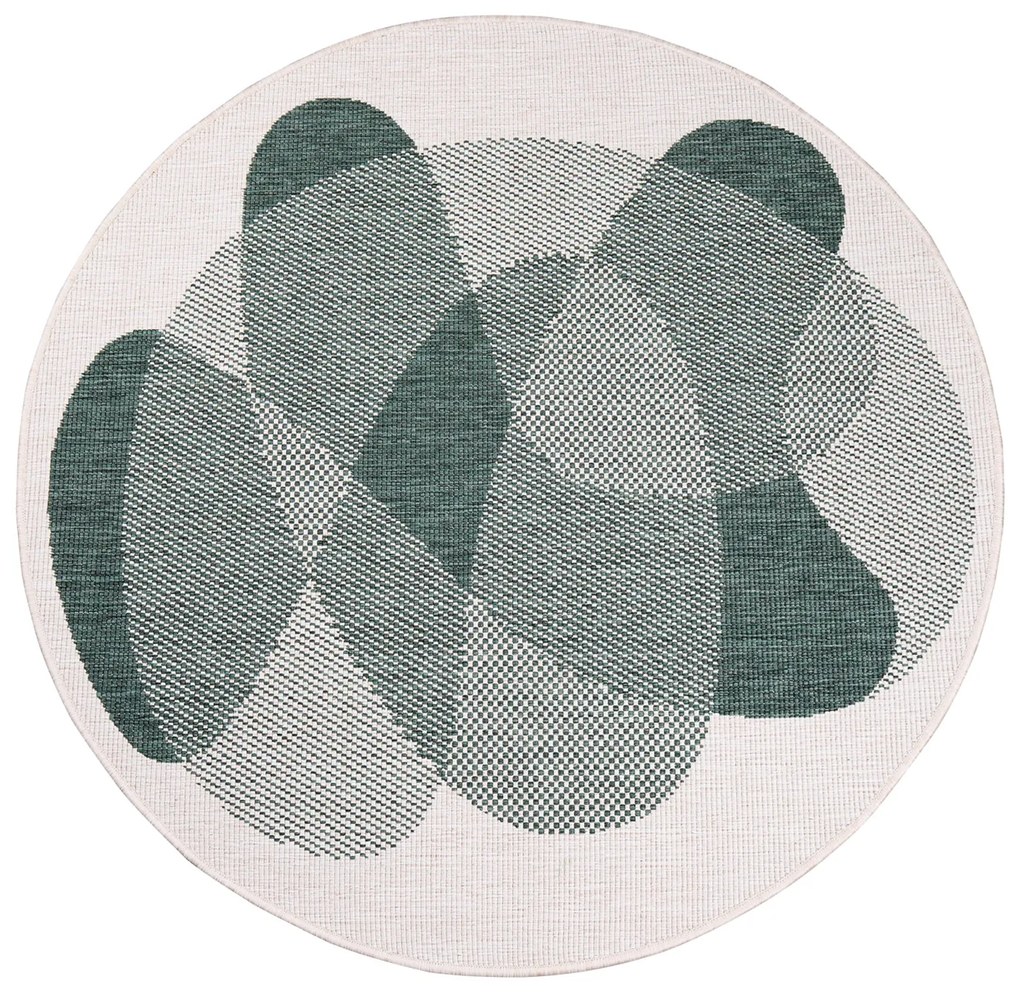Dekorstudio Obojstranný okrúhly koberec na terasu DuoRug 5835 - zelený Priemer koberca: 120cm