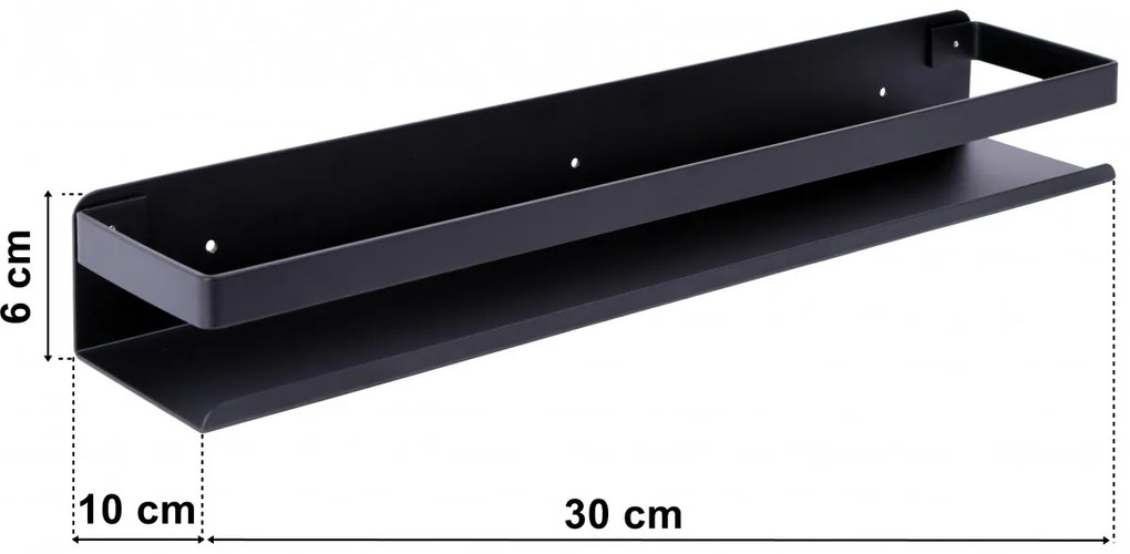 Polica MEGARA 30cm čierna
