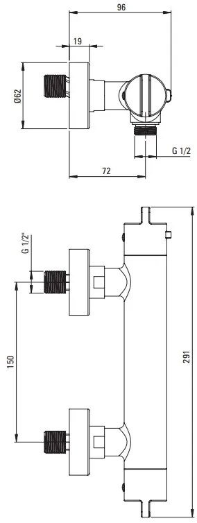 Deante Deante, termostatická sprchová batéria so spodným pripojením, zlatá matná, DEA-BCH_R4BT