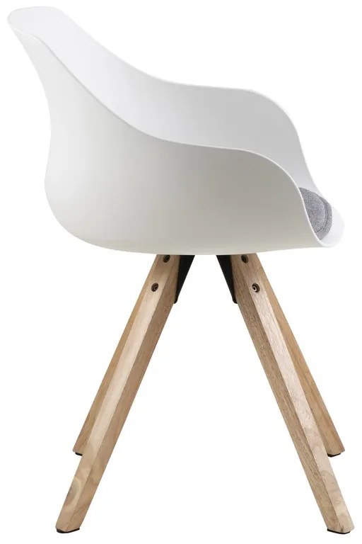 Dizajnová jedálenská stolička Alphonse, biela / prírodná
