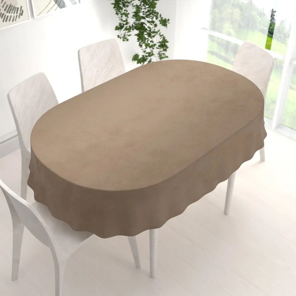 Biante Veľký zamatový oválny obrus Velvet Premium SVP-034 Kávovo hnedý 220x260 cm