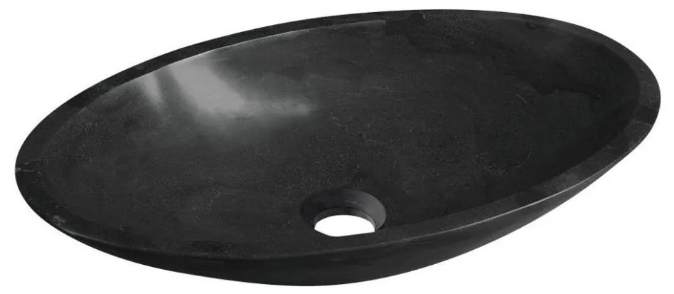 Sapho - Umývadlo na dosku BLOK 60x35 cm marquin/matná čierna