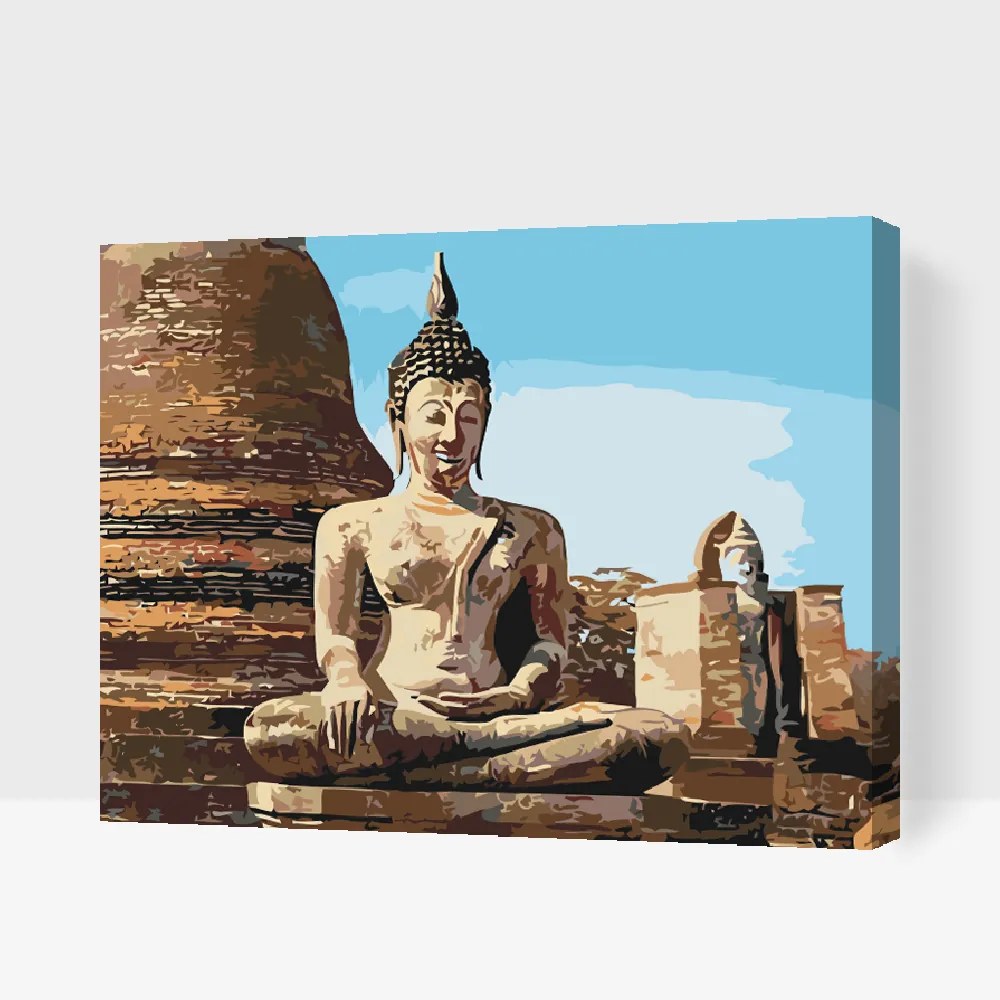 Gario Maľovanie podľa čísel Socha Budhu Rozmery: 80 x 60 cm, Rámovanie: Iba zrolované plátno
