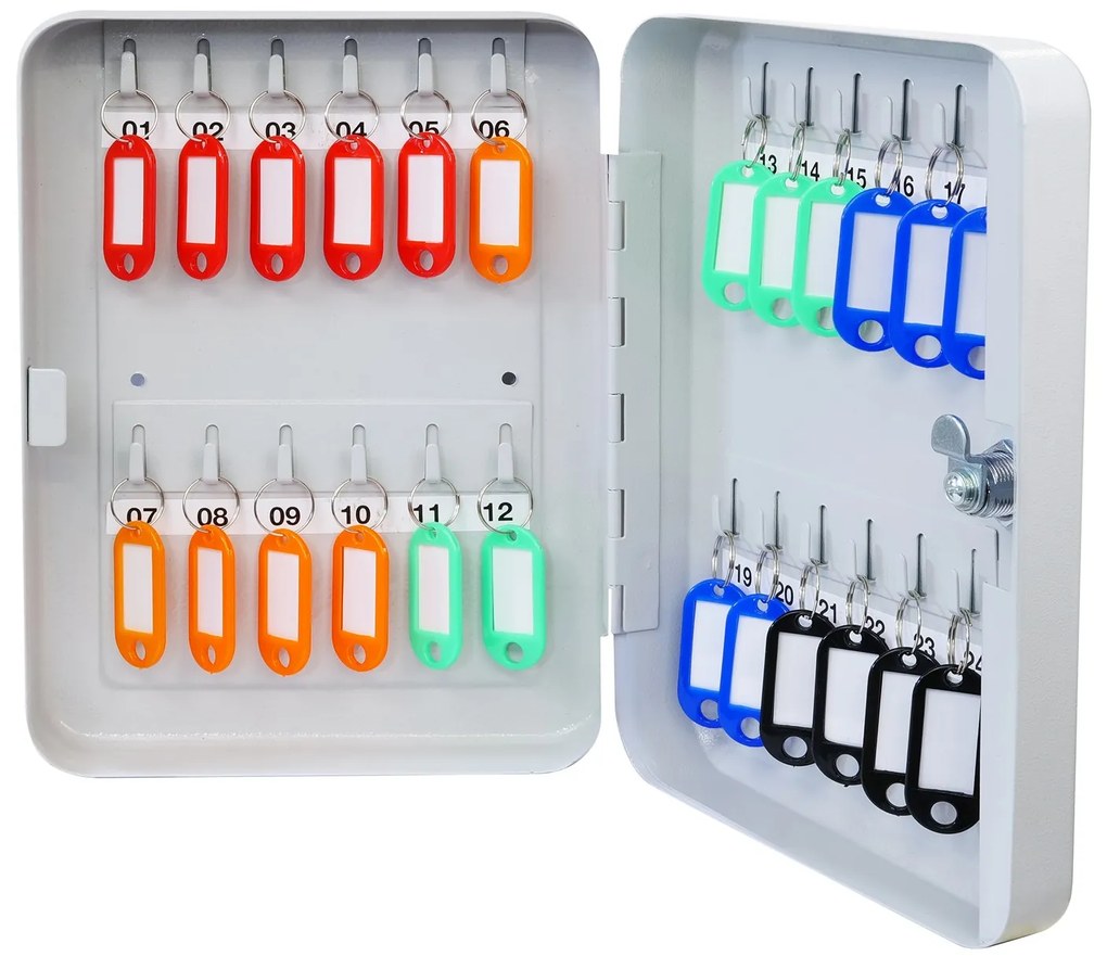 Plechová skrinka na kľúče, na 24 kľúčov