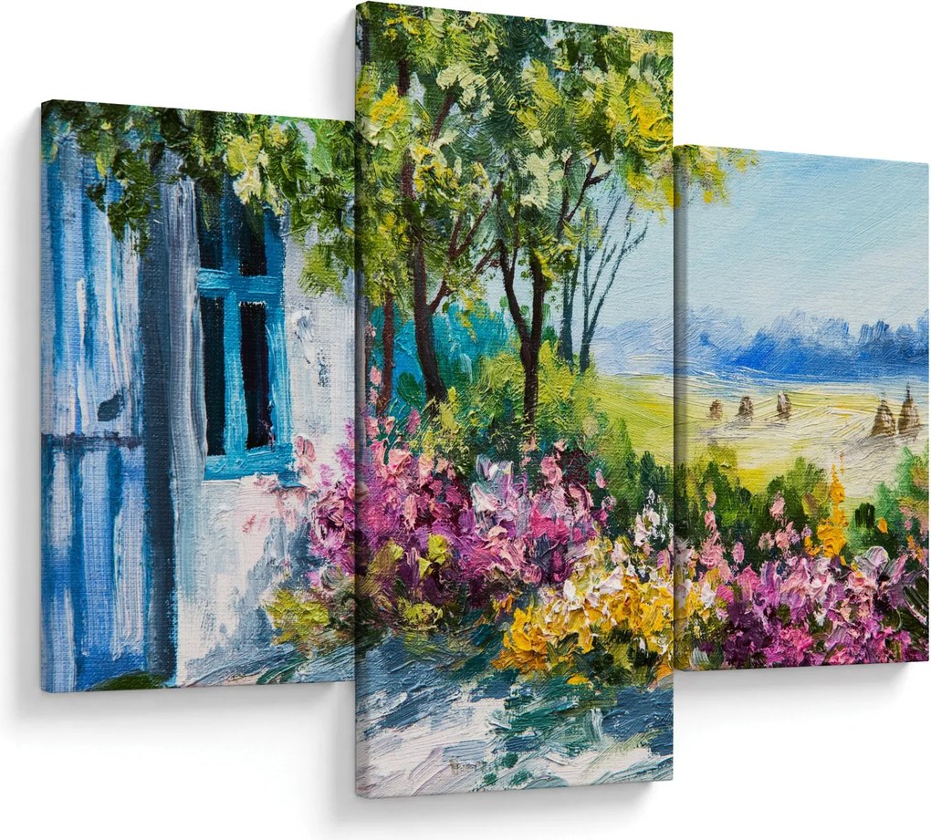 Obraz záhradky pred domom, olejomaľba (90x60 cm)