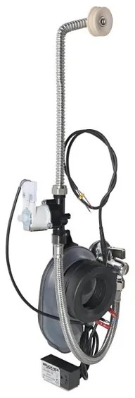 Bruckner - Pisoár SCHWARN, s zadným prívodom a zadným odpadom, so zabudovaným splachovačom, 6 V DC, čierny