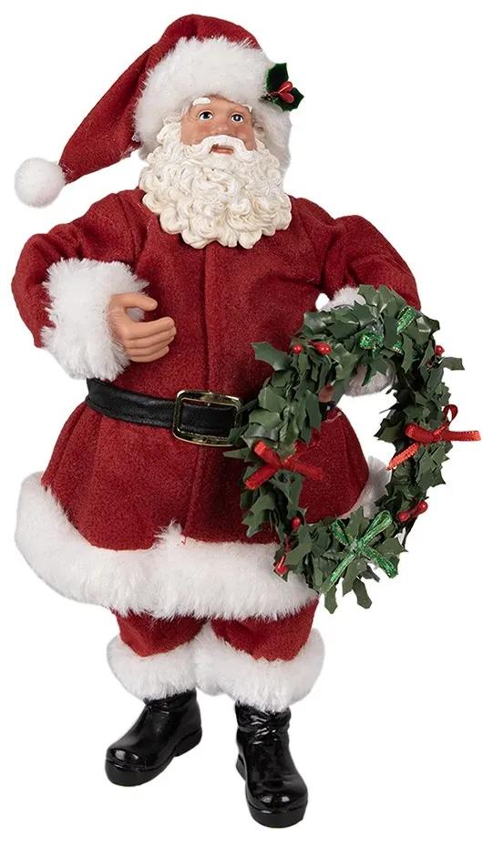 Vianočné dekorácie Santa Claus s vencom - 16*8*28 cm