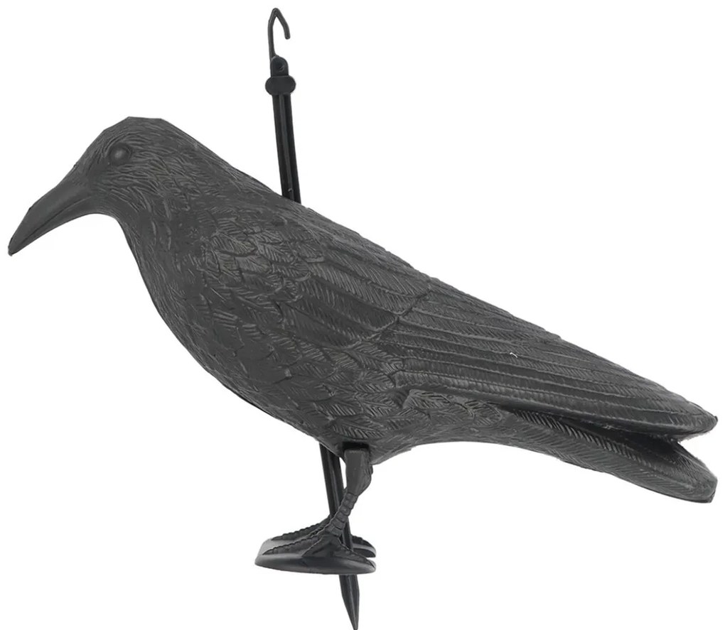 Záhradná figúrka z polyetylénu Crow, 21,5 cm, čierna