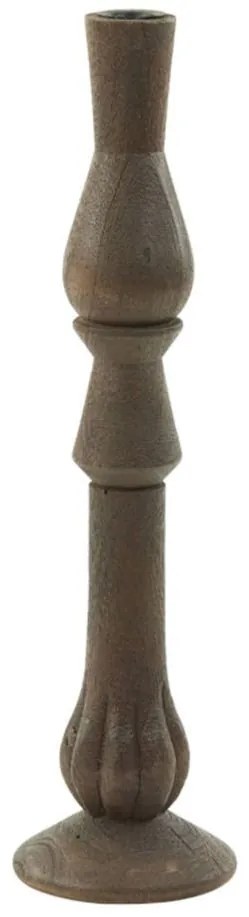 Tmavo hnedý drevený svietnik na úzku sviečku Tavola - Ø 11*42 cm
