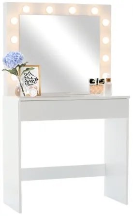 Sammer Kvalitný toaletný stolík v bielej farbe s LED svetlami 5901292689452