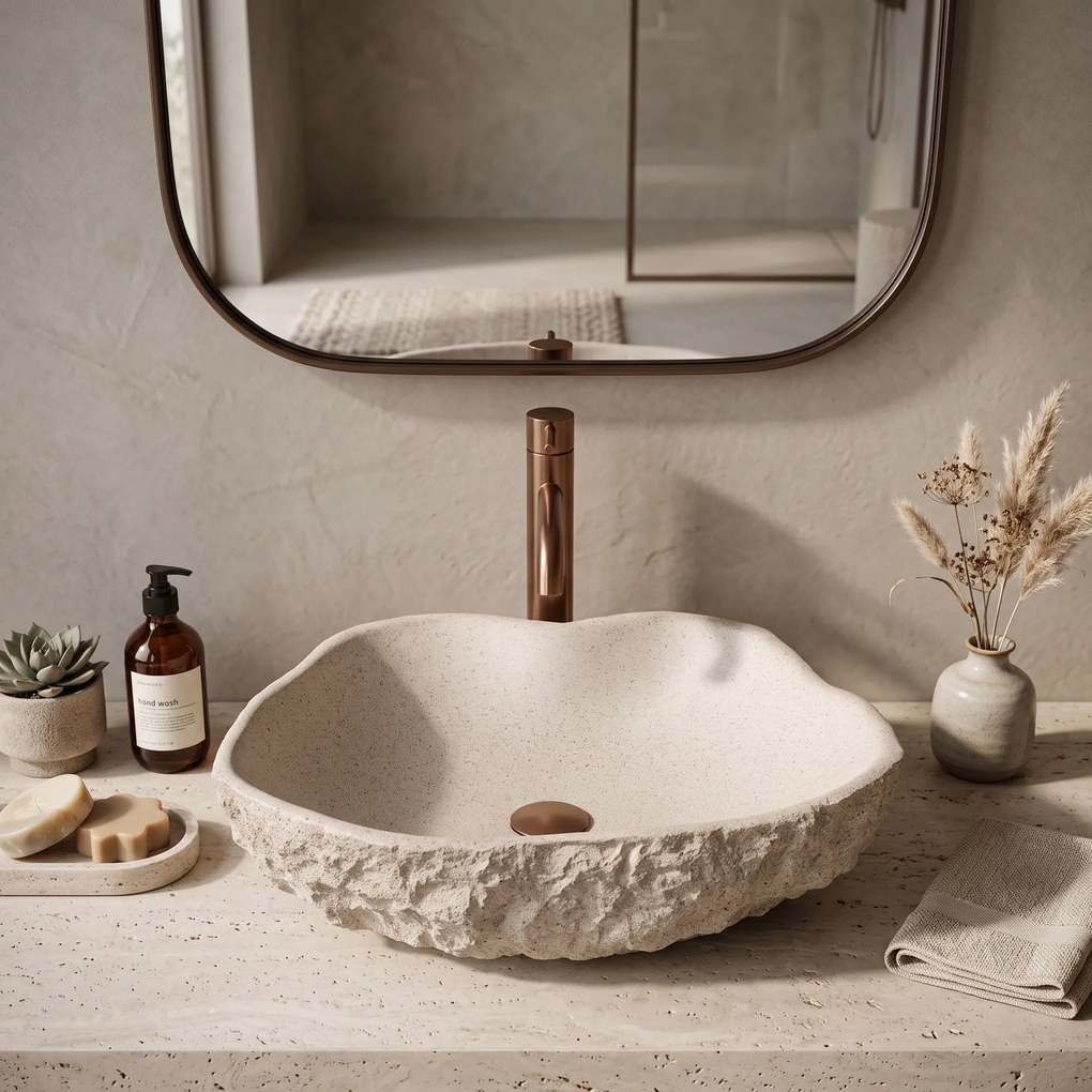 Rea Isla Warm Beige, umývadlo na dosku 490x370x140 mm, béžová, REA-U7882