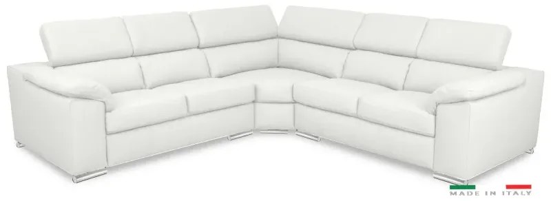 Kožená rohová sedacia súprava LOREN II XL, biela (madras - 122 white)