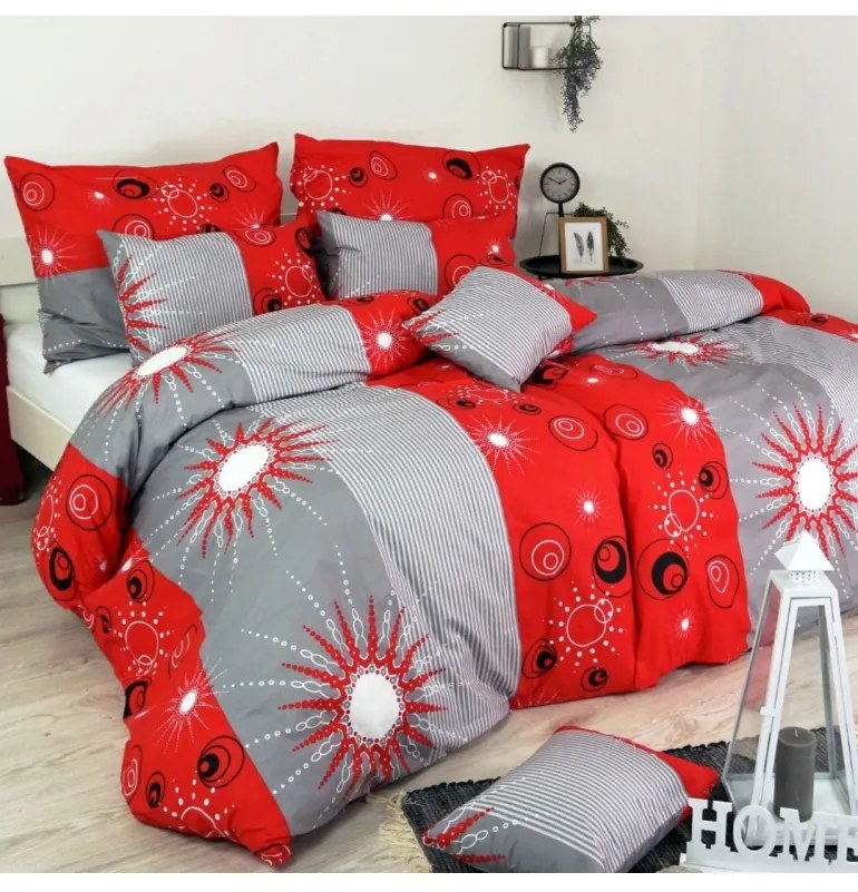 Obliečky bavlnené Tilia červené EMI, Štandardný set jednolôžko obsahuje 1x 140x200 + 1x 70x90