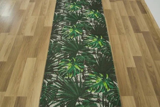 Kúpelňová penová rohož Softy-tex Monstera zelená / čierna