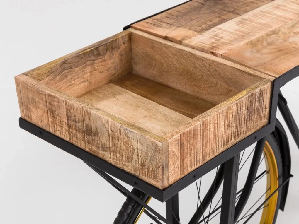 furniture-nabytek.cz - Lakovaný konzolový stůl Bike z kovu, černý – 185×45×90 cm