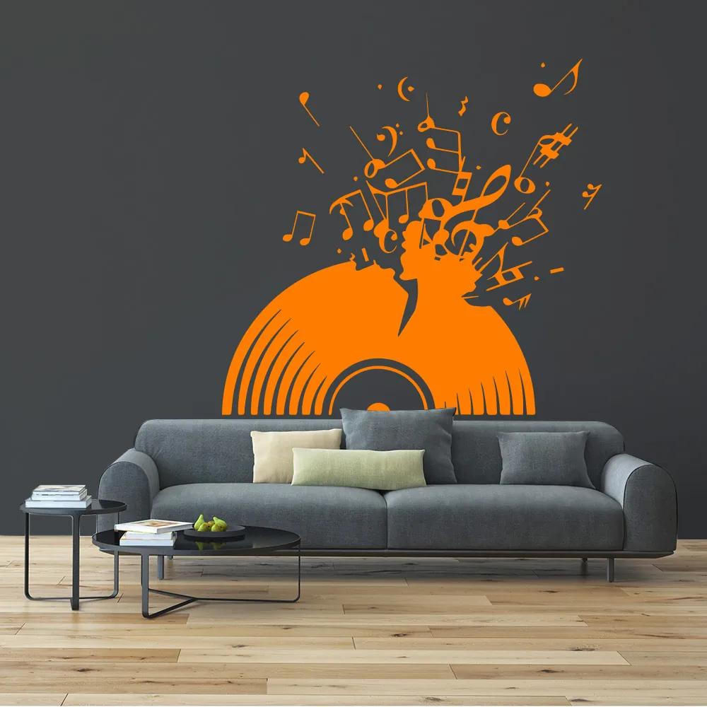 GLIX Vinylová platňa - nálepka na stenu Oranžová 50 x 45 cm