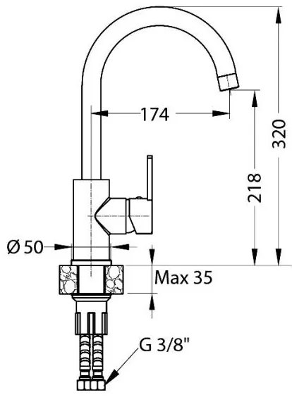 ALVEUS 1129054 - Drezová batéria TONIA 34 cm granit/béžová