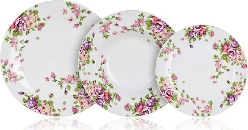 Súprava tanierov (18 dielov) Beauty, kvetinový vzor