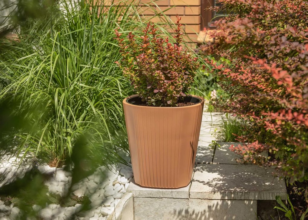 PLASTOVÝ KVETINÁČ MORA 41X39 CM ANTRACITOVÁ