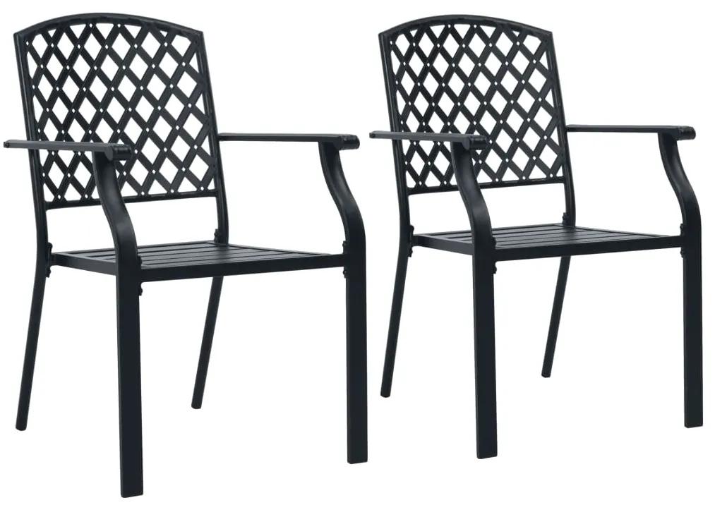 Stohovateľné vonkajšie stoličky 2 ks, oceľ, čierne 44265