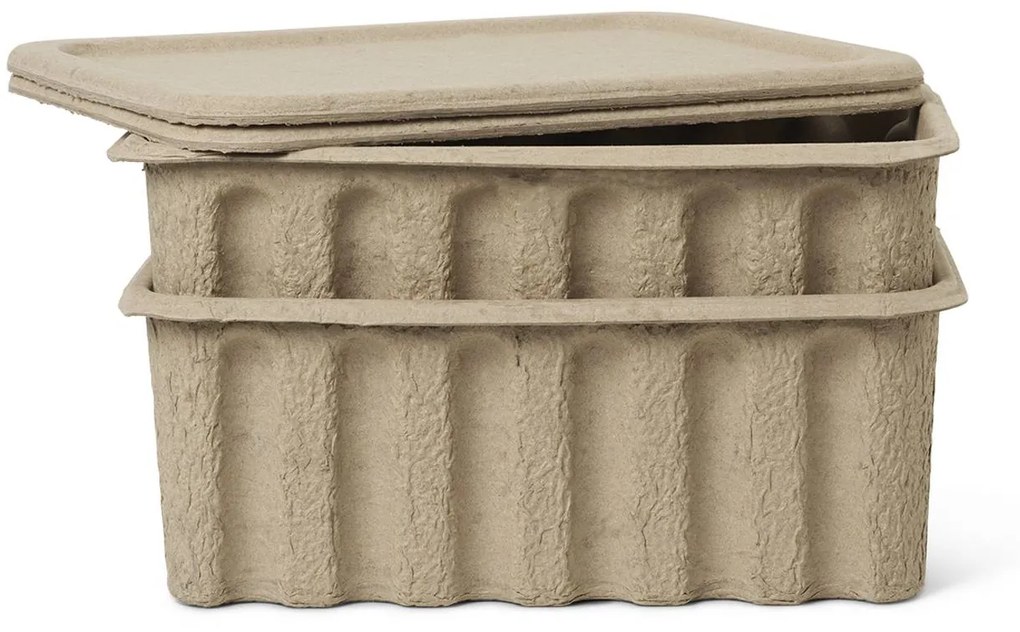 ferm LIVING Úložný box s vekom Paper Pulp Large - set 2 ks