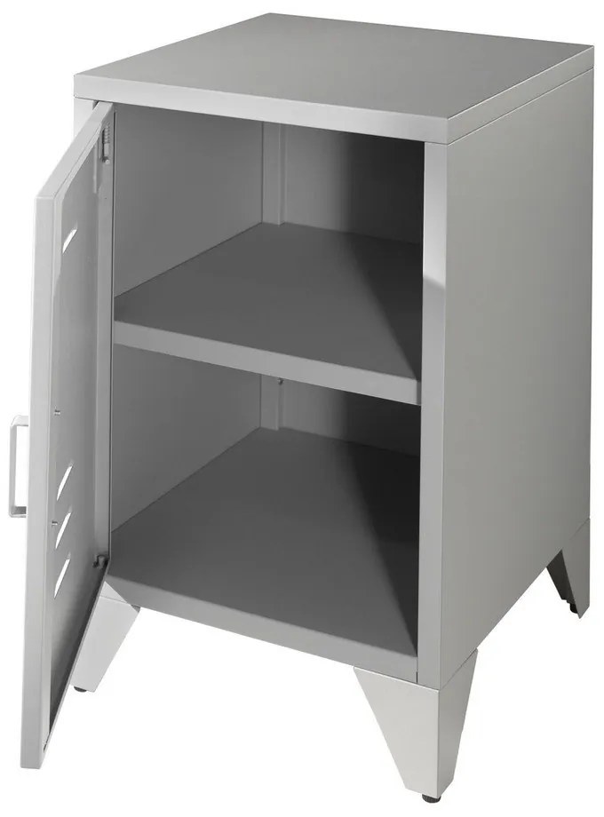 Sivý kovový nočný stolík Bronxx - Vipack