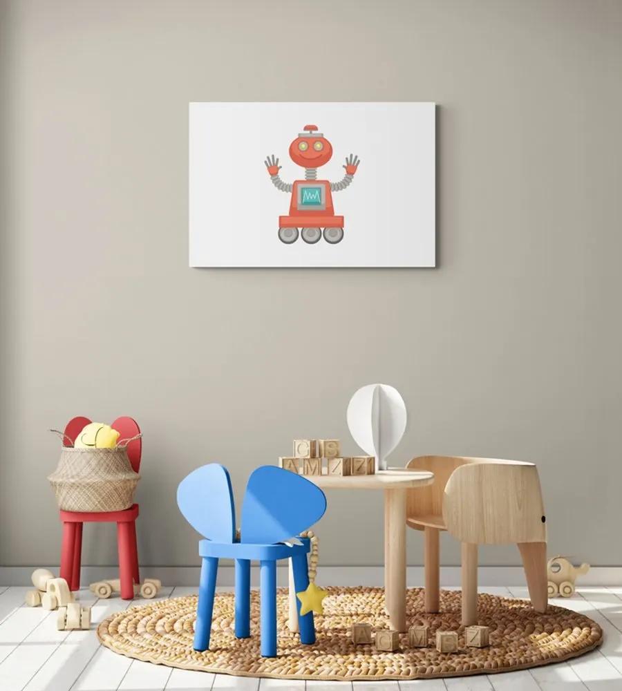 Obraz s motívom robota v červenej farbe - 90x60