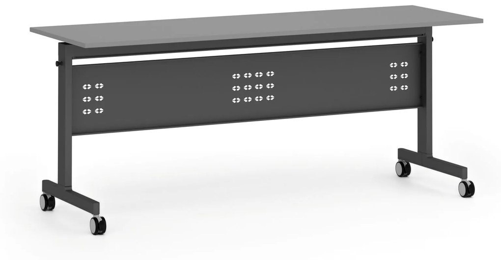 Mobilný stôl PRIMO MOBI, 1800 x 600 mm, čierna podnož, grafit