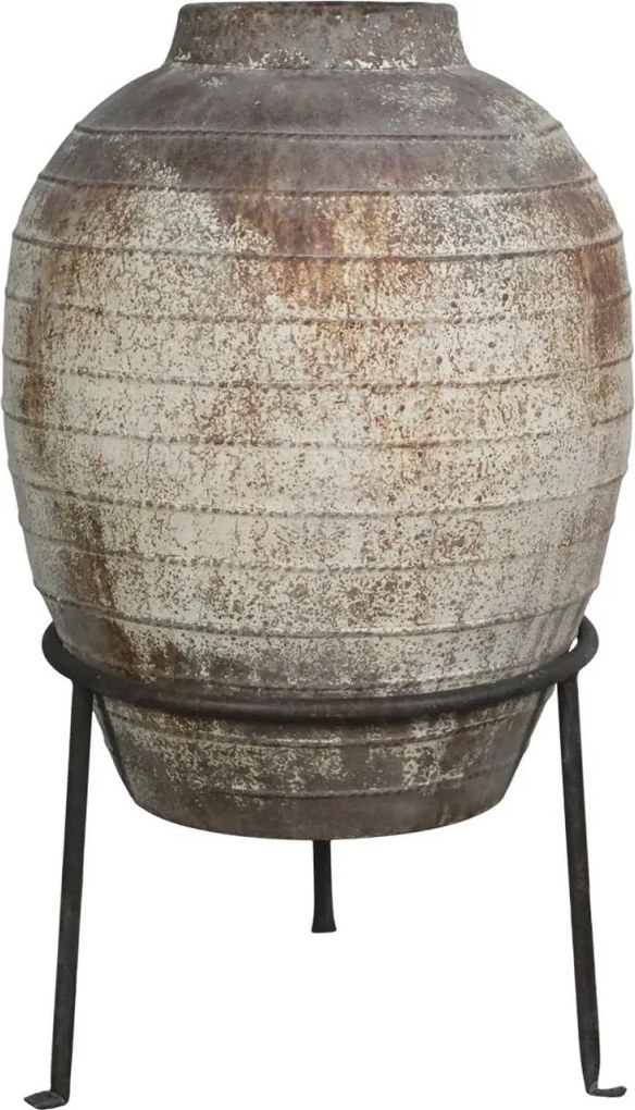 Bílý krémový květináč na stojanu z železa – Ø50*76 cm