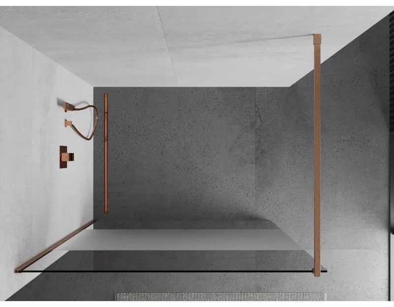 Mexen Kioto, sprchová zástena Walk-In 100 x 200 cm, 8mm číre sklo-námraza, medený matný profil, 800-100-101-65-35